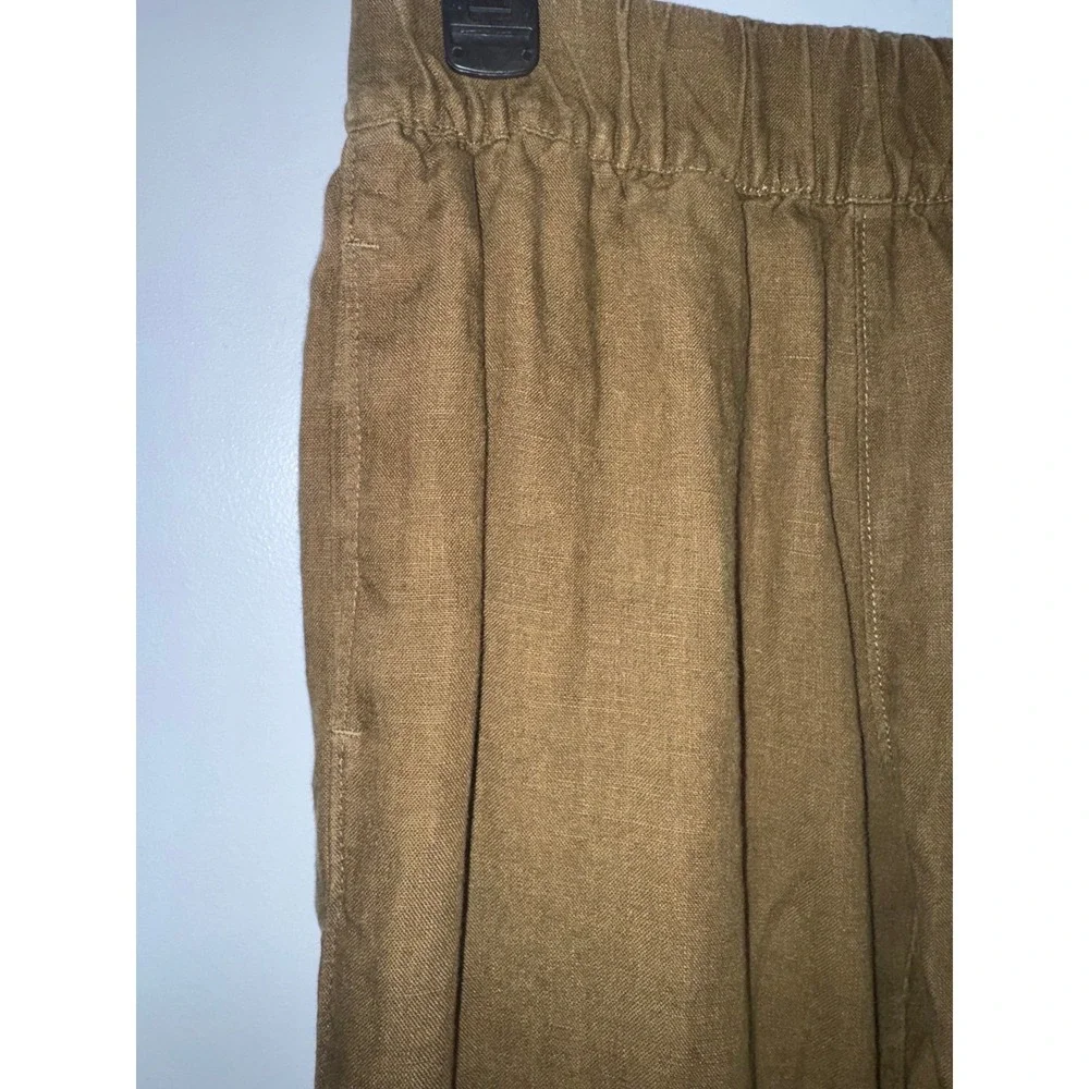 American Giant brown 100% linen pull on elastic waist wide leg pants women's XS - Picture 4 of 8